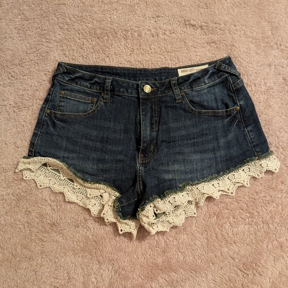 Wishlist Crochet Edge Jean Shorts, Size L